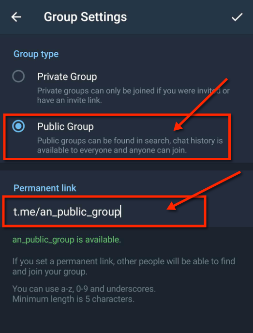 Telegram群组设置名称